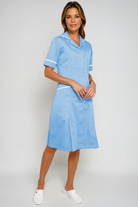 NCLD - Nurse Dress in Sky Blue with White Trim Healthcare Dress Behrens Sky Blue 6 Short