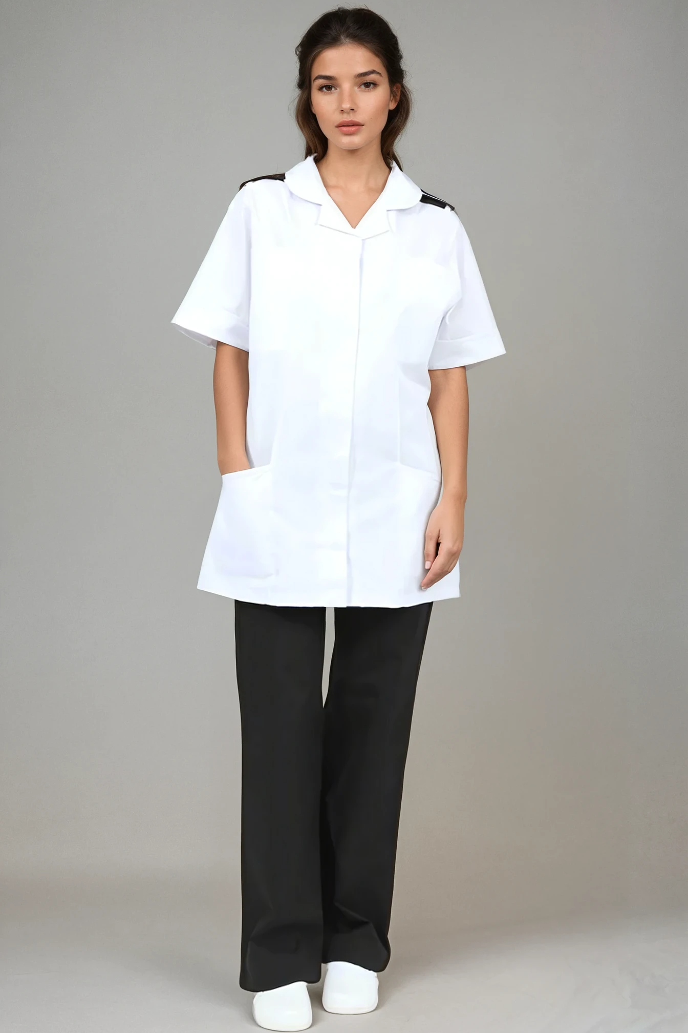 NCLTPSE - Ladies Tunic with Epaulette Loops Ladies Healthcare Tunic Behrens White 6