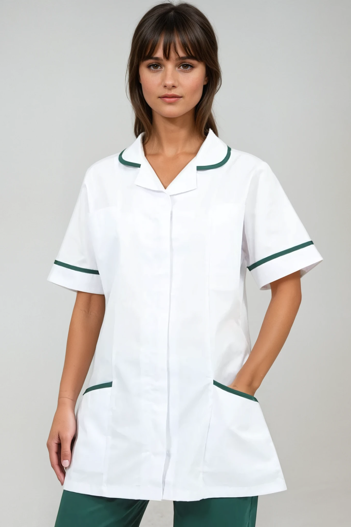 NCLTPS Ladies Round Collar Tunic (Whites) Ladies Healthcare Tunic Behrens