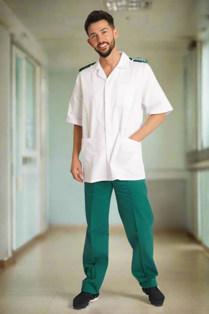 NCMTE - Mens Classic Tunic with Epaulette Loops Mens Healthcare Tunic Behrens White 32