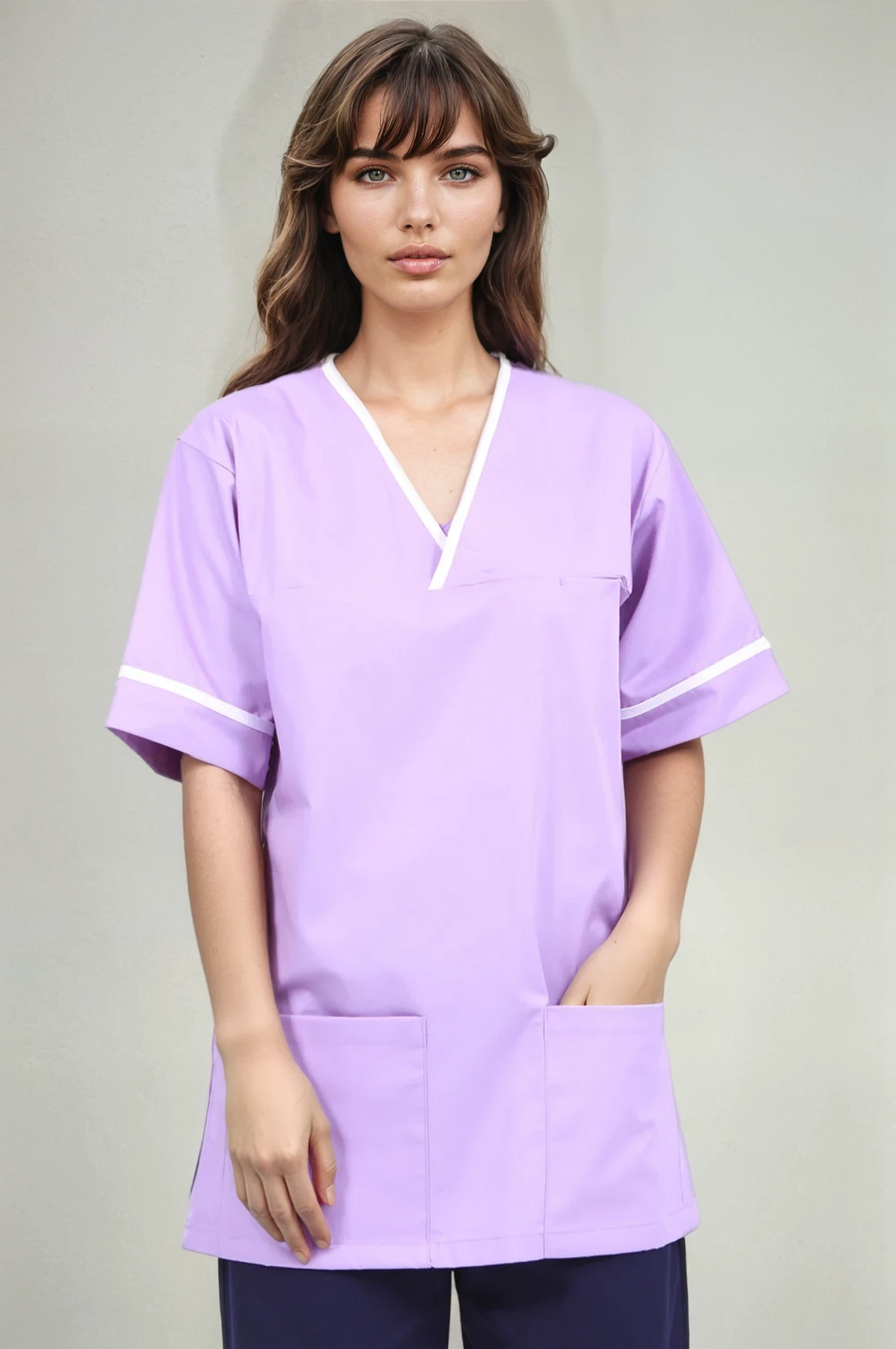 NSTT Unisex Smart Scrub Tunic (Colours) Unisex Scrub Top Behrens Lilac / White XS