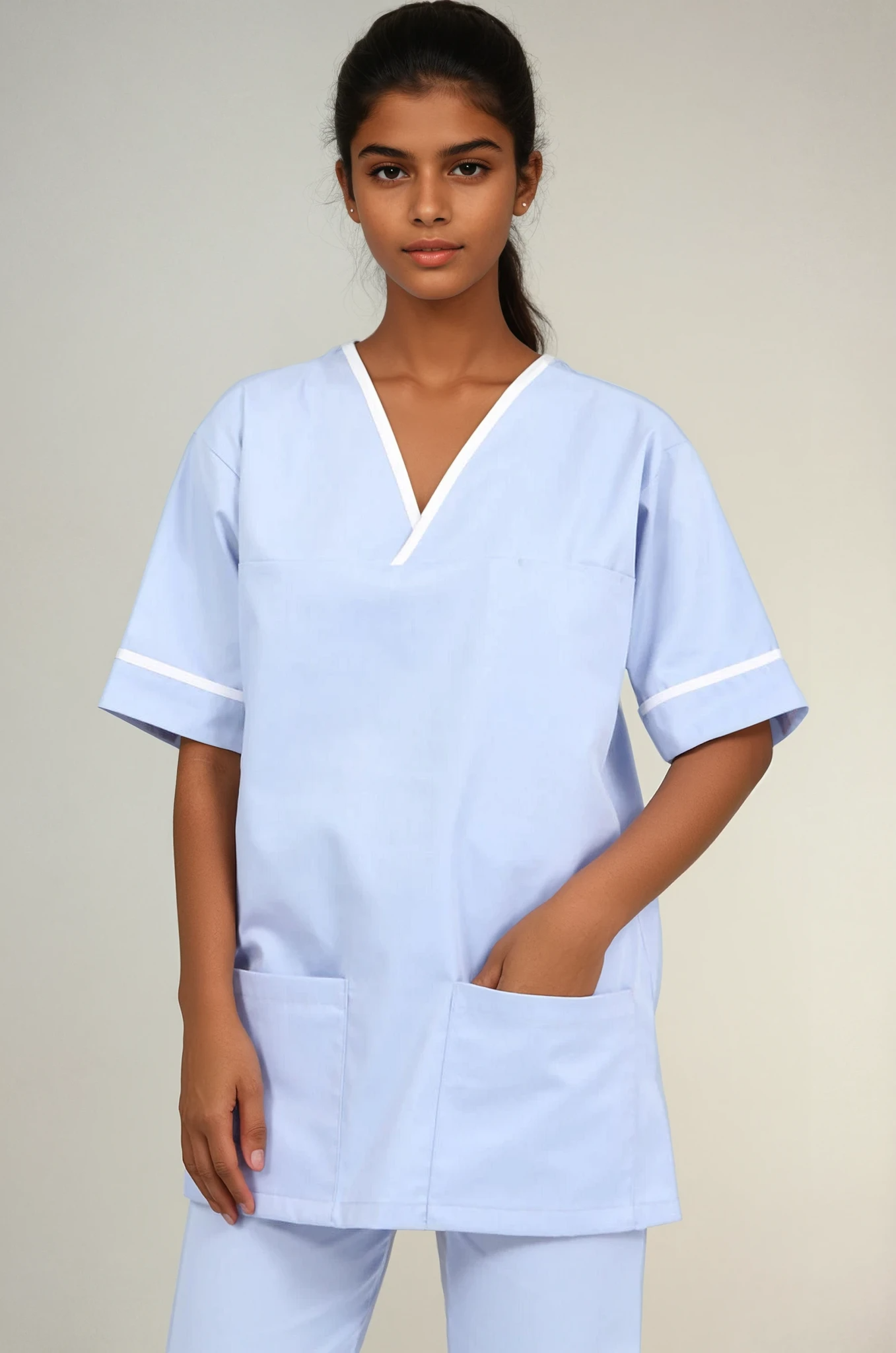 NSTT Unisex Smart Scrub Tunic (Colours) Unisex Scrub Top Behrens Sky Blue / White XS