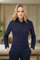 Parma Ladies Long Sleeve Blouse Womens Long Sleeve Shirts Brook Taverner Navy 6