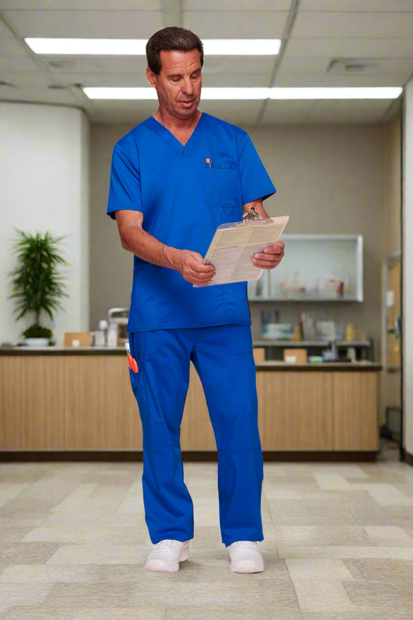 Cherokee Revolution WW670 V Neck Scrub Top Unisex Scrub Top Cherokee Revolution Royal Blue XXS