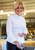 2403: Amelia Semi-Fitted Grandad Collar Shirt Womens Long Sleeve Shirts Brook Taverner White 6