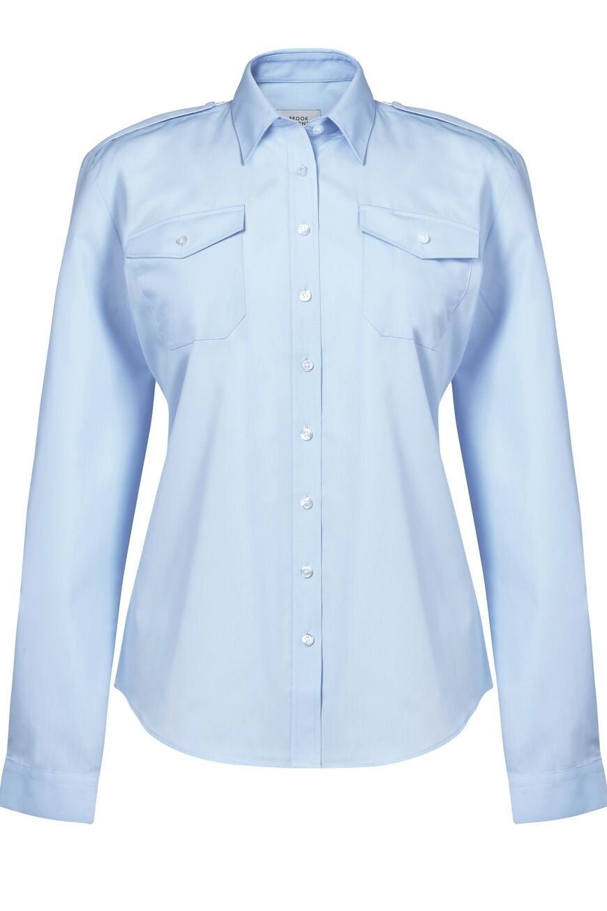 Athena Ladies Long Sleeve Pilot Shirt Womens Long Sleeve Shirts Brook Taverner Blue 4