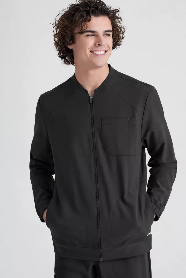 GSSW887: Greys Anatomy Evolve Warm-up Jacket Unisex Scrub Top Greys Anatomy by Barco Black XS