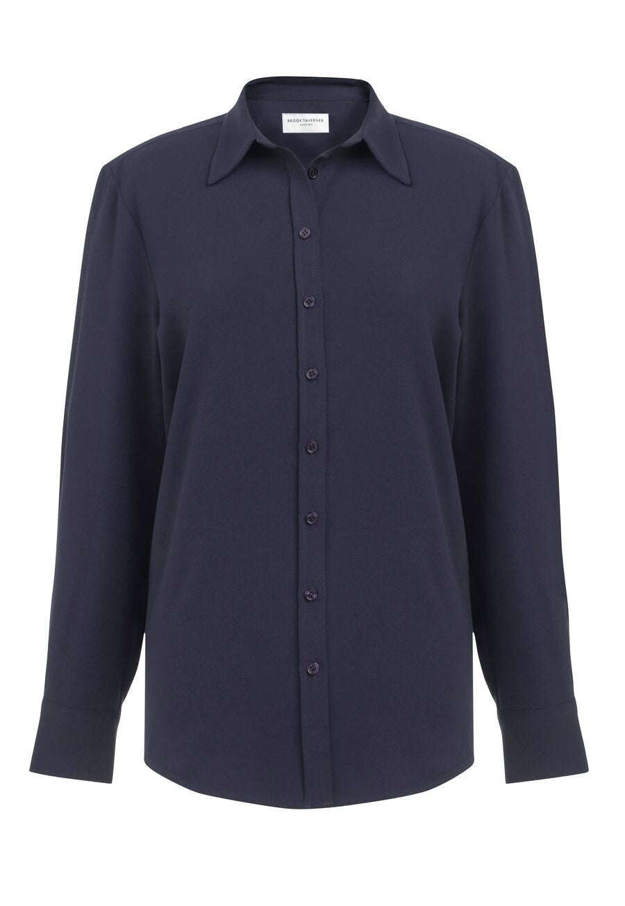 Bergamo Button Front Blouse Blouses Brook Taverner Navy 6