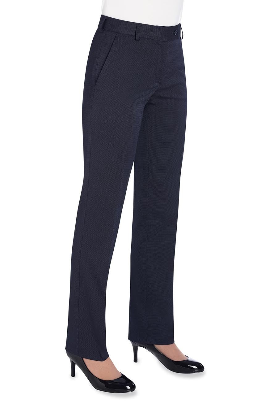 Bianca Women's Tailored Fit Suit Trouser Ladies Suit Trouser Brook Taverner Navy Pindot 6 Short (27")