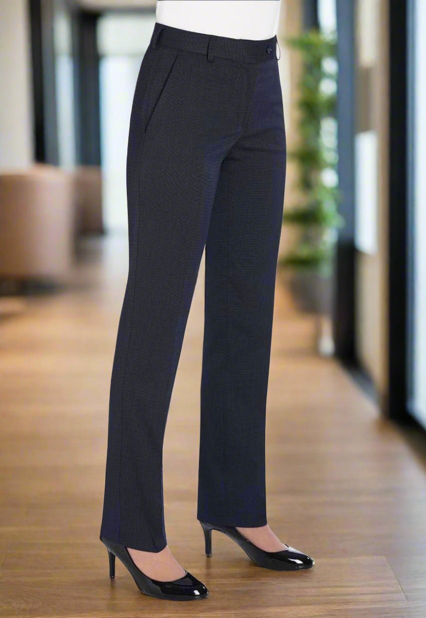 Bianca Women's Tailored Fit Suit Trouser Ladies Suit Trouser Brook Taverner Navy Pindot 6 Short (27")