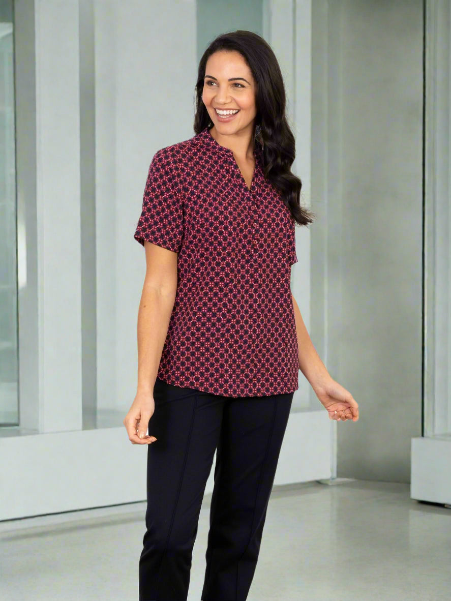 Bonnie Ladies Geo Print Blouse Blouses Vortex Designs