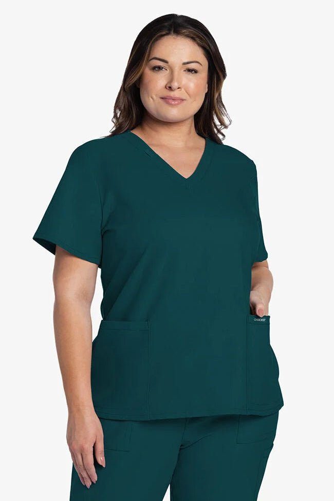 Cherokees Original Ultra Womens V-Neck Top Ladies Scrub Top Cherokee Ultra Caribbean Blue XXS