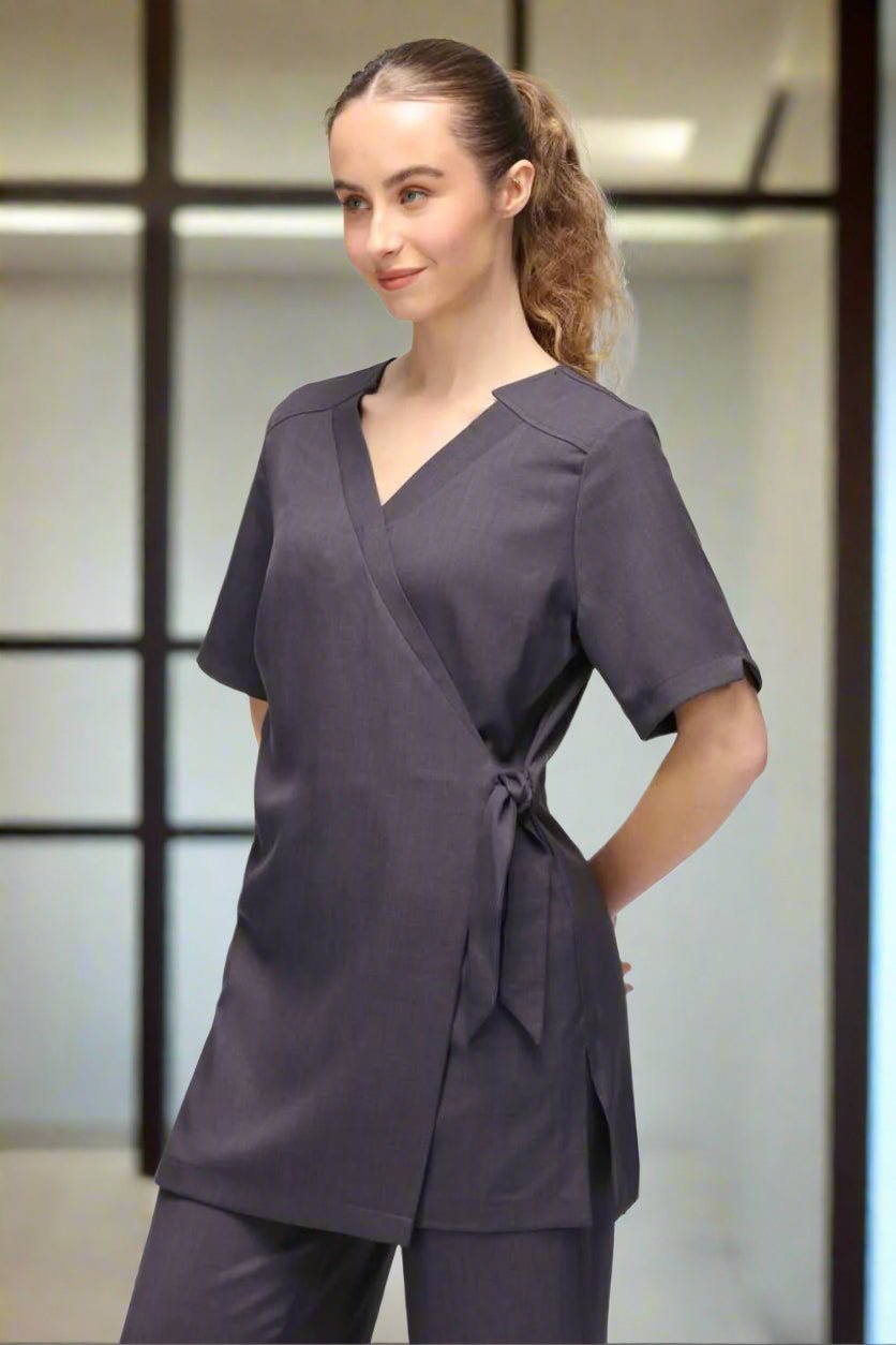 Clara Ladies Wrap Beauty Tunic Beauty Tunics La Beeby Grey 6