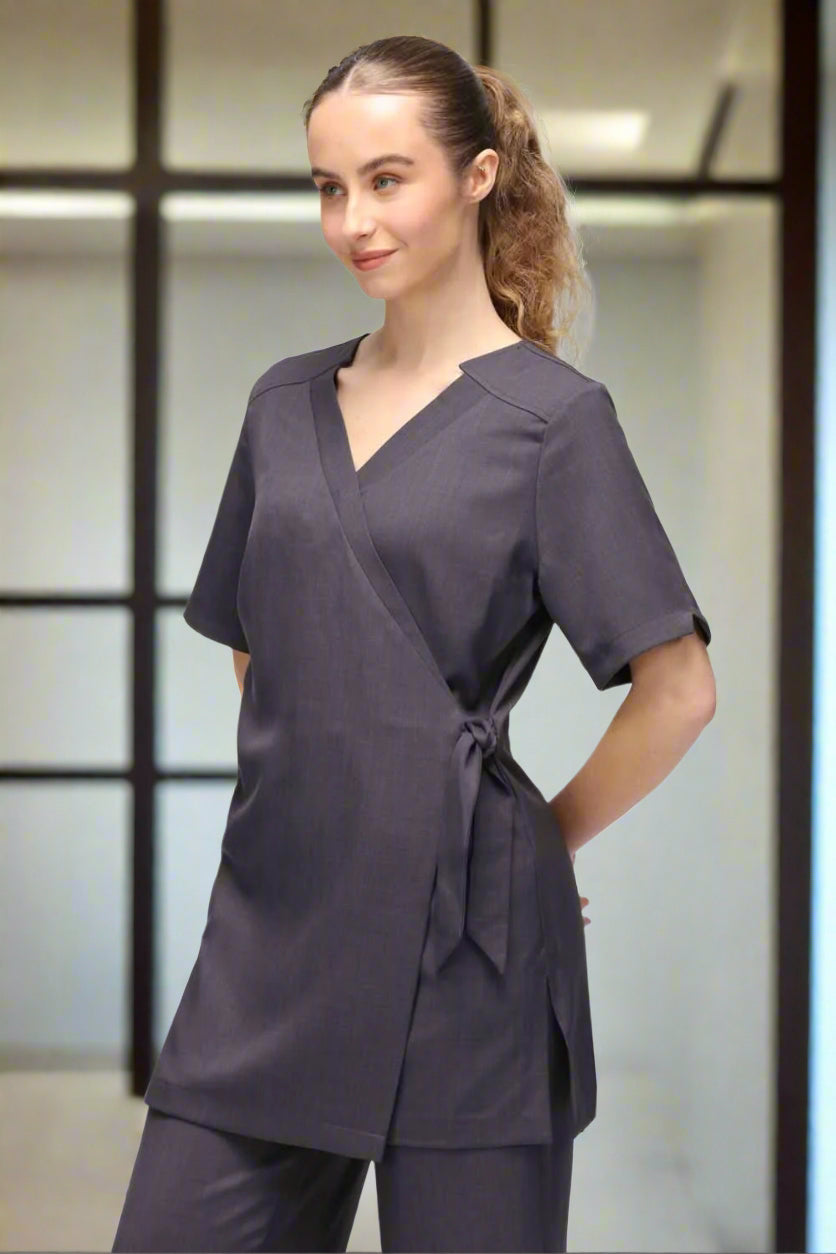 Clara Ladies Wrap Beauty Tunic Beauty Tunics La Beeby Grey 6