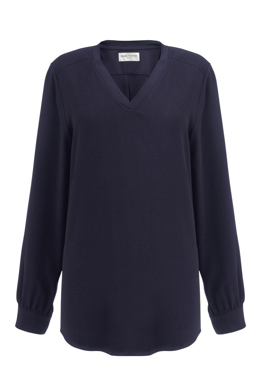 Como V-Neck Blouse Blouses Brook Taverner Navy 6