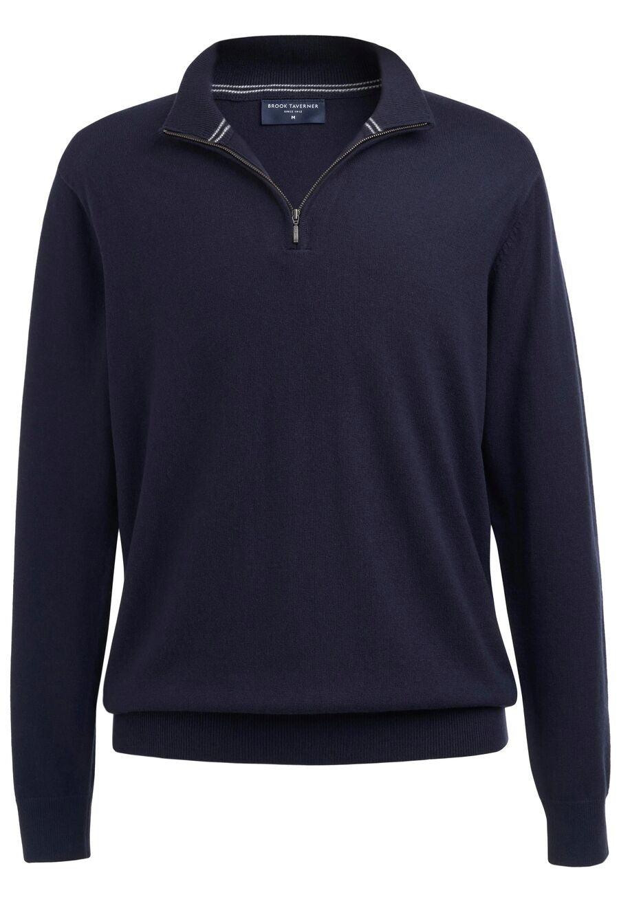 Copenhagen 1/4 Zip Mens Jumper Mens Knitwear Brook Taverner Navy XS