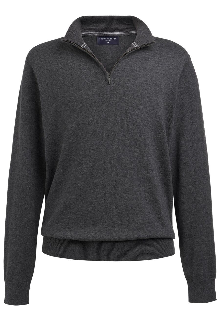 Copenhagen 1/4 Zip Mens Jumper Mens Knitwear Brook Taverner Charcoal XS