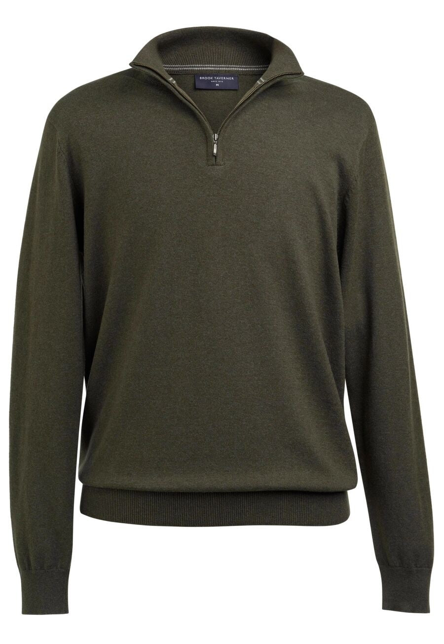 Copenhagen 1/4 Zip Mens Jumper Mens Knitwear Brook Taverner Moss XS