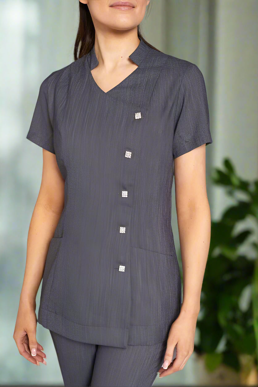 Lili Ladies Mandarin Collar Beauty Tunic Beauty Tunics Diamond Designs Grey 6