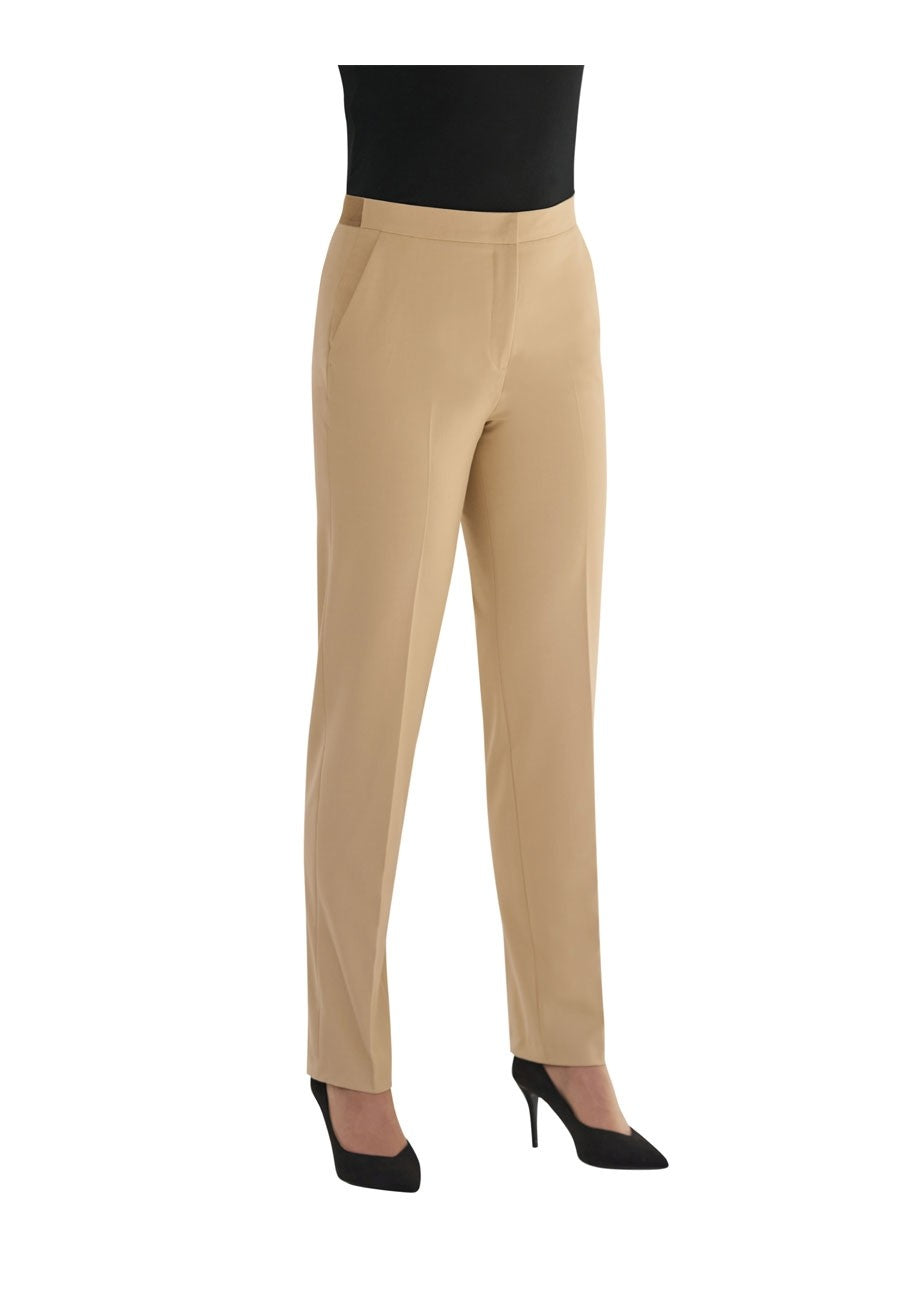 2392: Eleanor Ladies Slim Leg Trouser Ladies Suit Trouser Brook Taverner Sand 6 Short