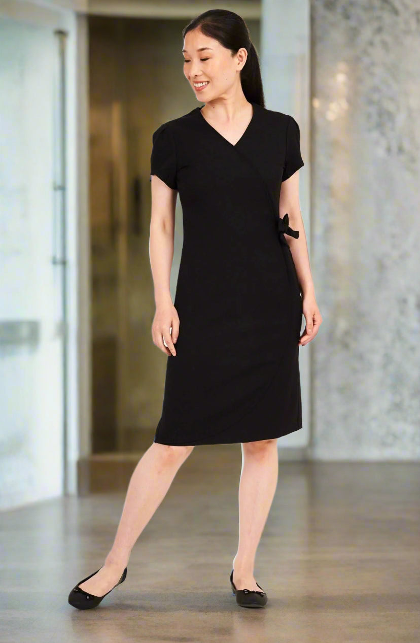 Elena Ladies Tie Wrap Beauty Dress Beauty Dresses La Beeby Black 6