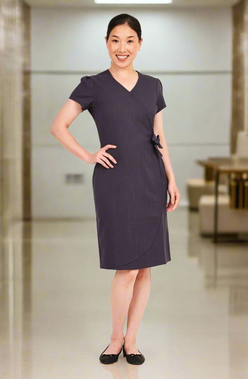 Elena Ladies Tie Wrap Beauty Dress Beauty Dresses La Beeby Grey 6