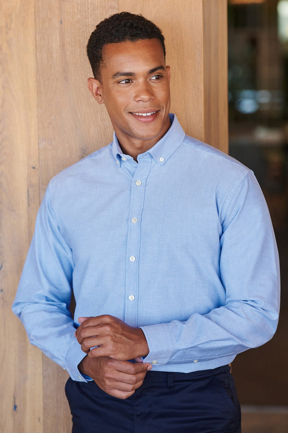 HB512: Modern Mens Long Sleeve Oxford Shirt Mens Long Sleeve Shirts Henbury Blue XS Regular