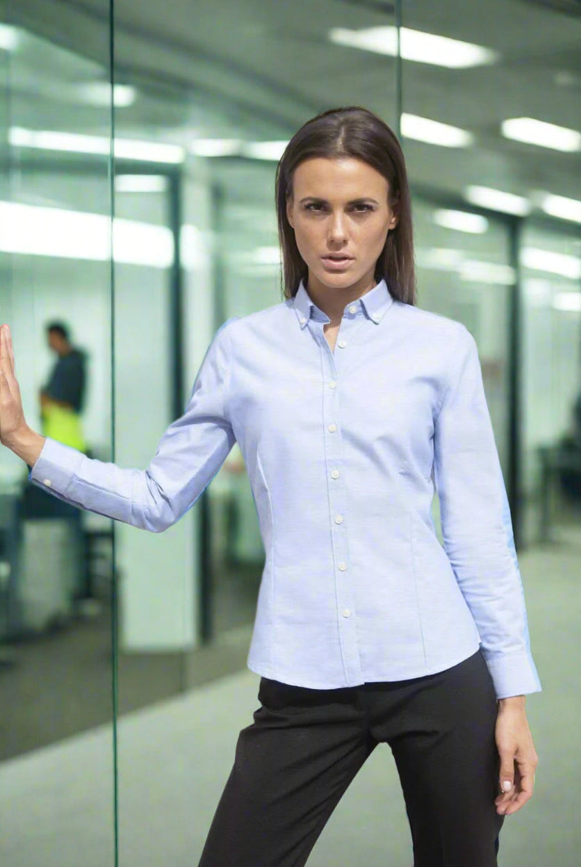 HB513: Modern Ladies Oxford Shirt Womens Long Sleeve Shirts Henbury