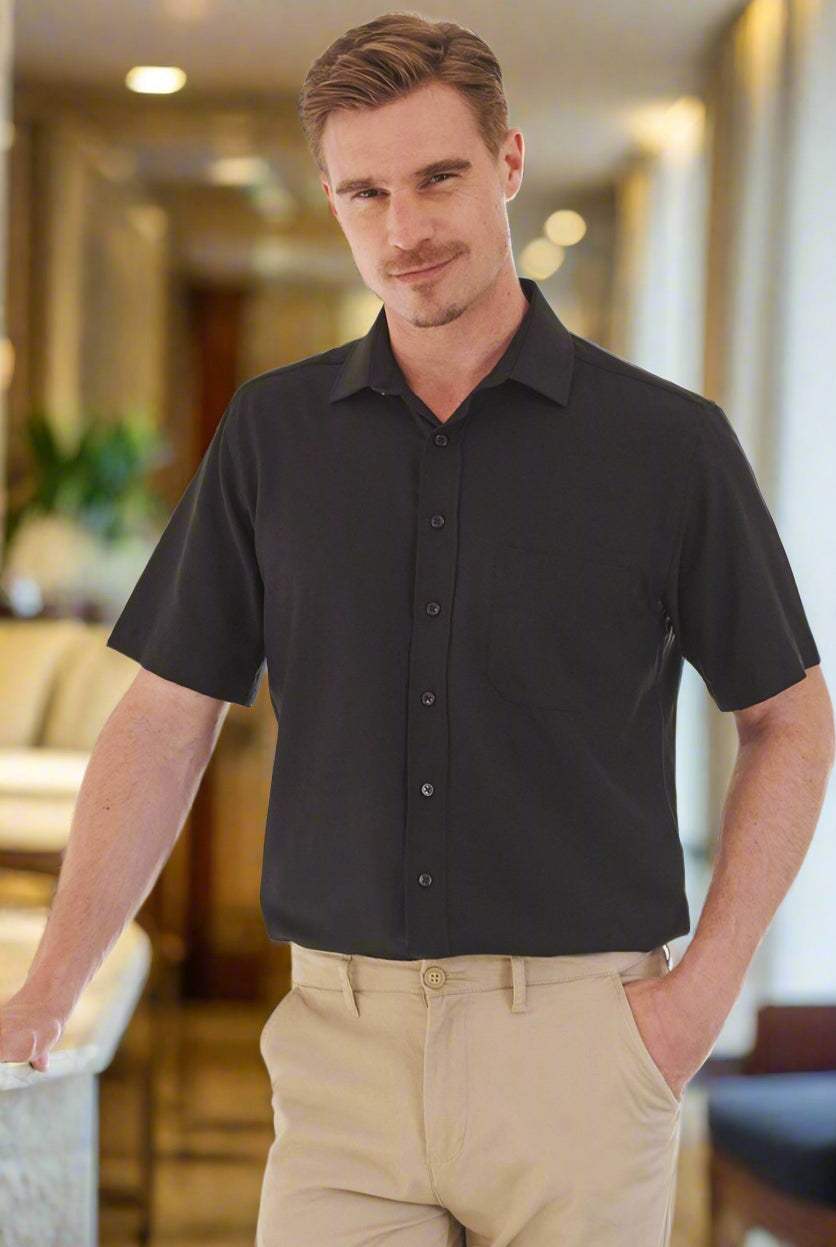 HB595: Mens Short Sleeve Wicking Shirt Mens Short Sleeve Shirts Henbury