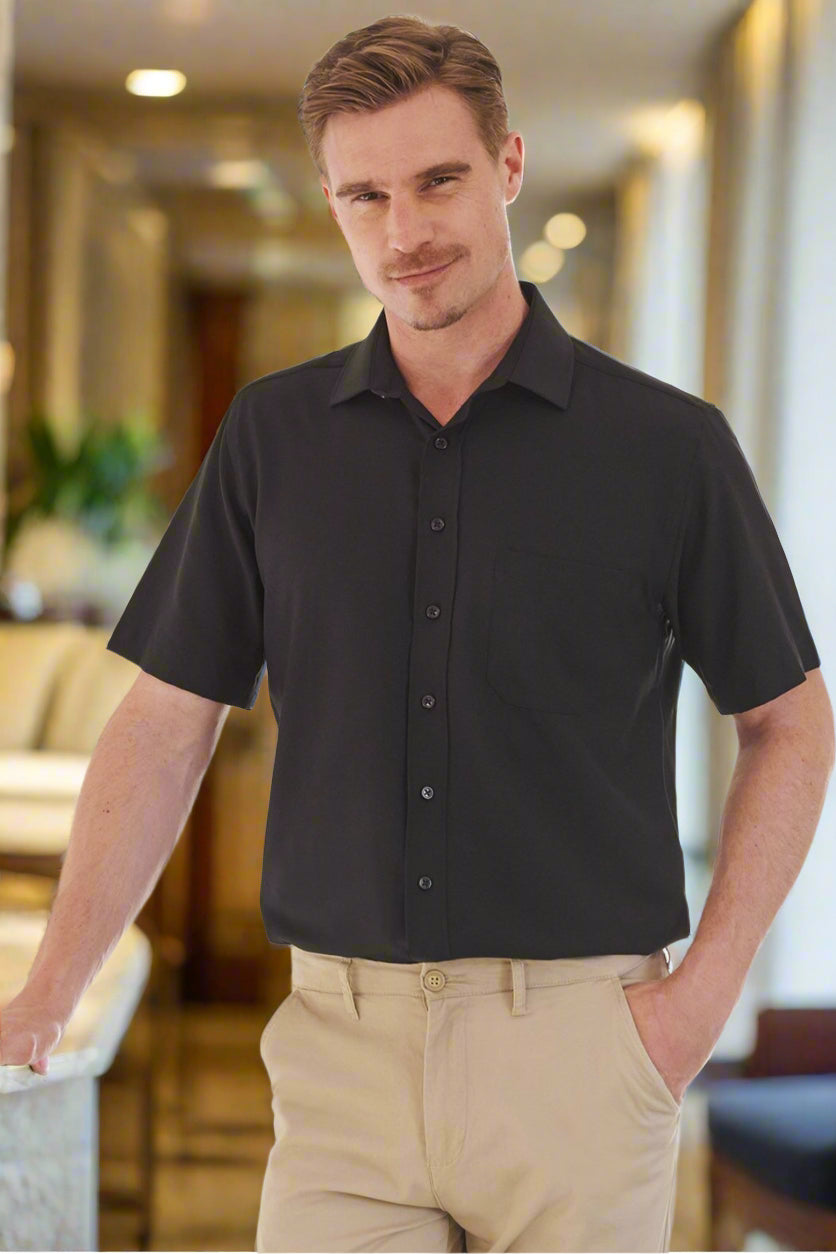 HB595: Mens Short Sleeve Wicking Shirt Mens Short Sleeve Shirts Henbury