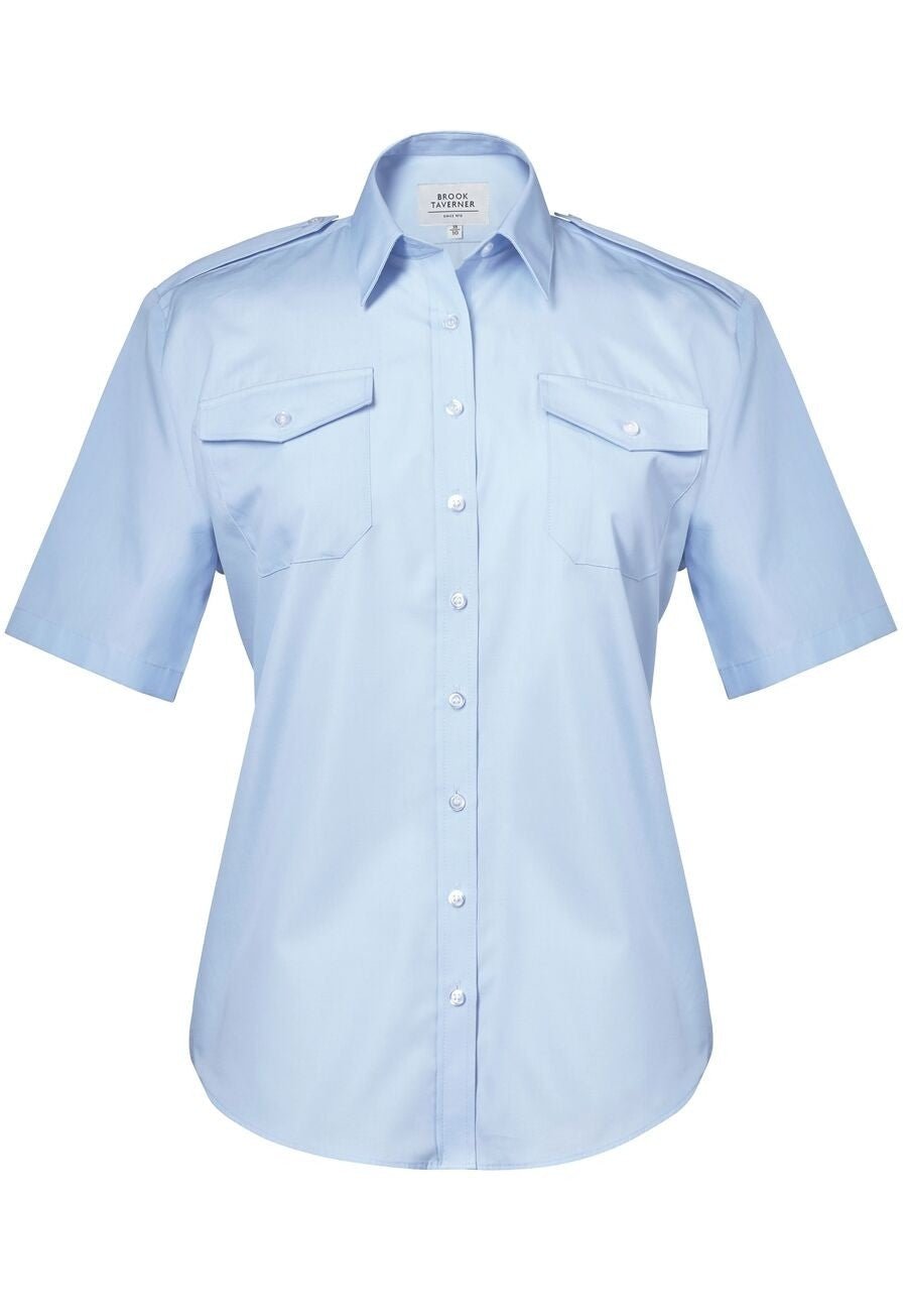 Hestia Semi-Fitted Ladies Pilot Shirt Womens Short Sleeve Shirts Brook Taverner
