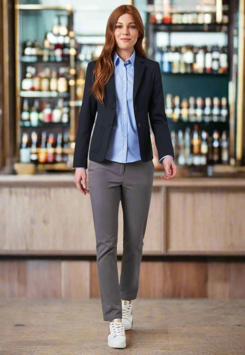 Houston Ladies Slim Leg Chino Trouser Womens Chinos Brook Taverner Grey 8 Short