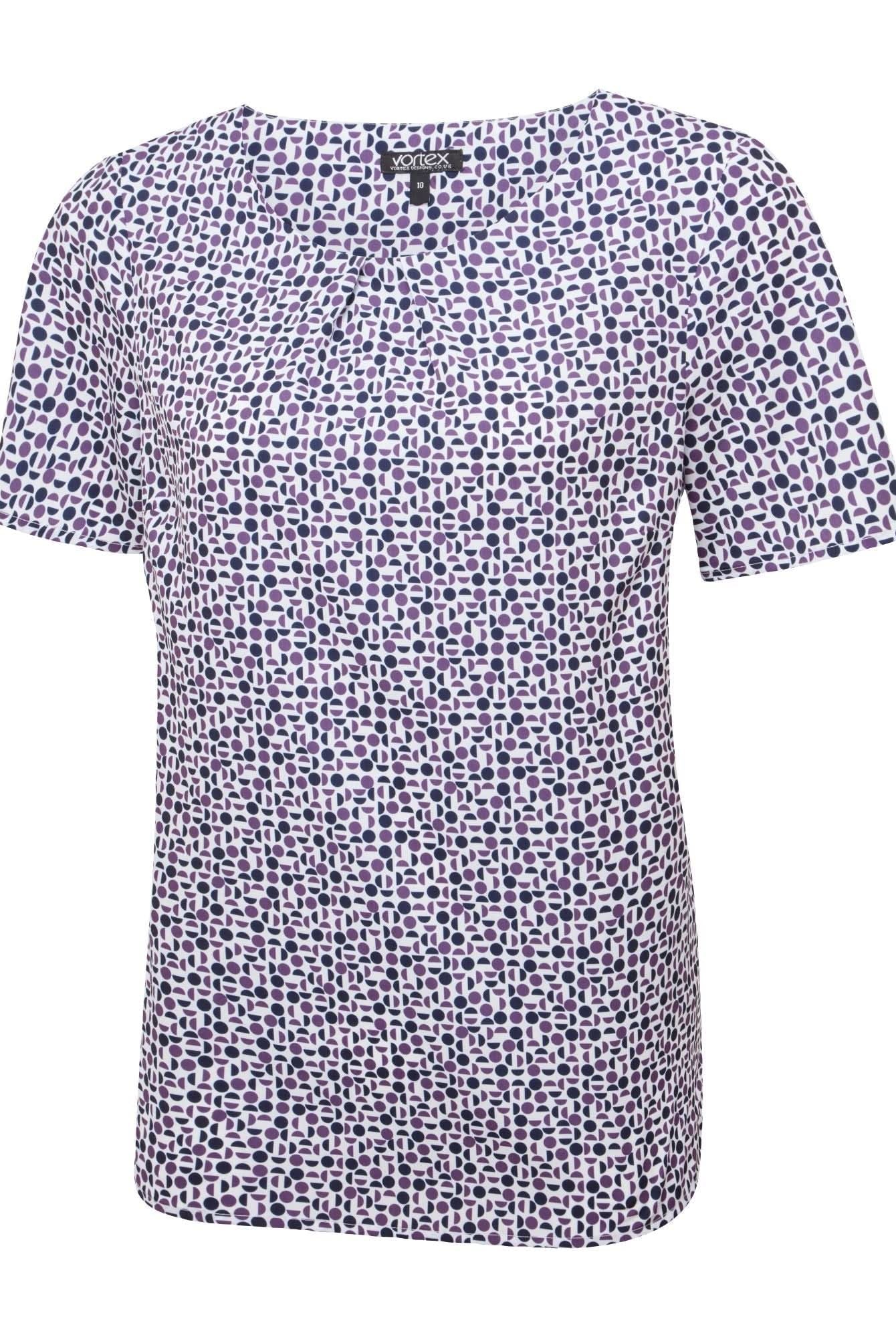Isla Geo Print Ladies Blouse Blouses Vortex Designs Berry 6