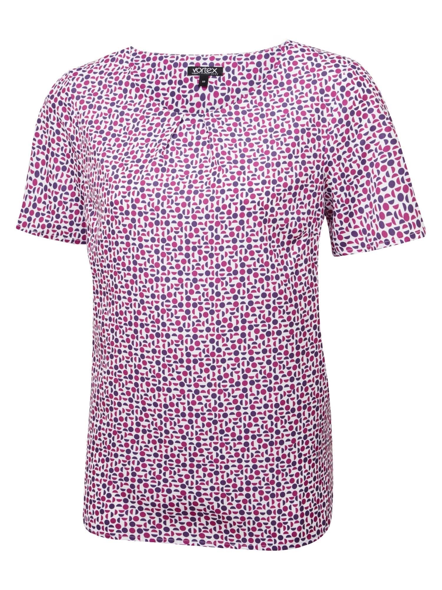 Isla Geo Print Ladies Blouse Blouses Vortex Designs Magenta 6