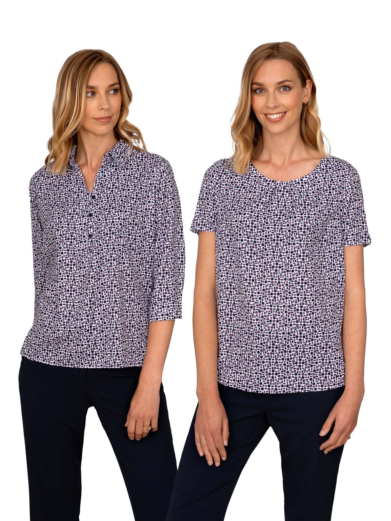 Izzy Ladies Geo Print 3/4 Sleeve Blouse Blouses Vortex Designs