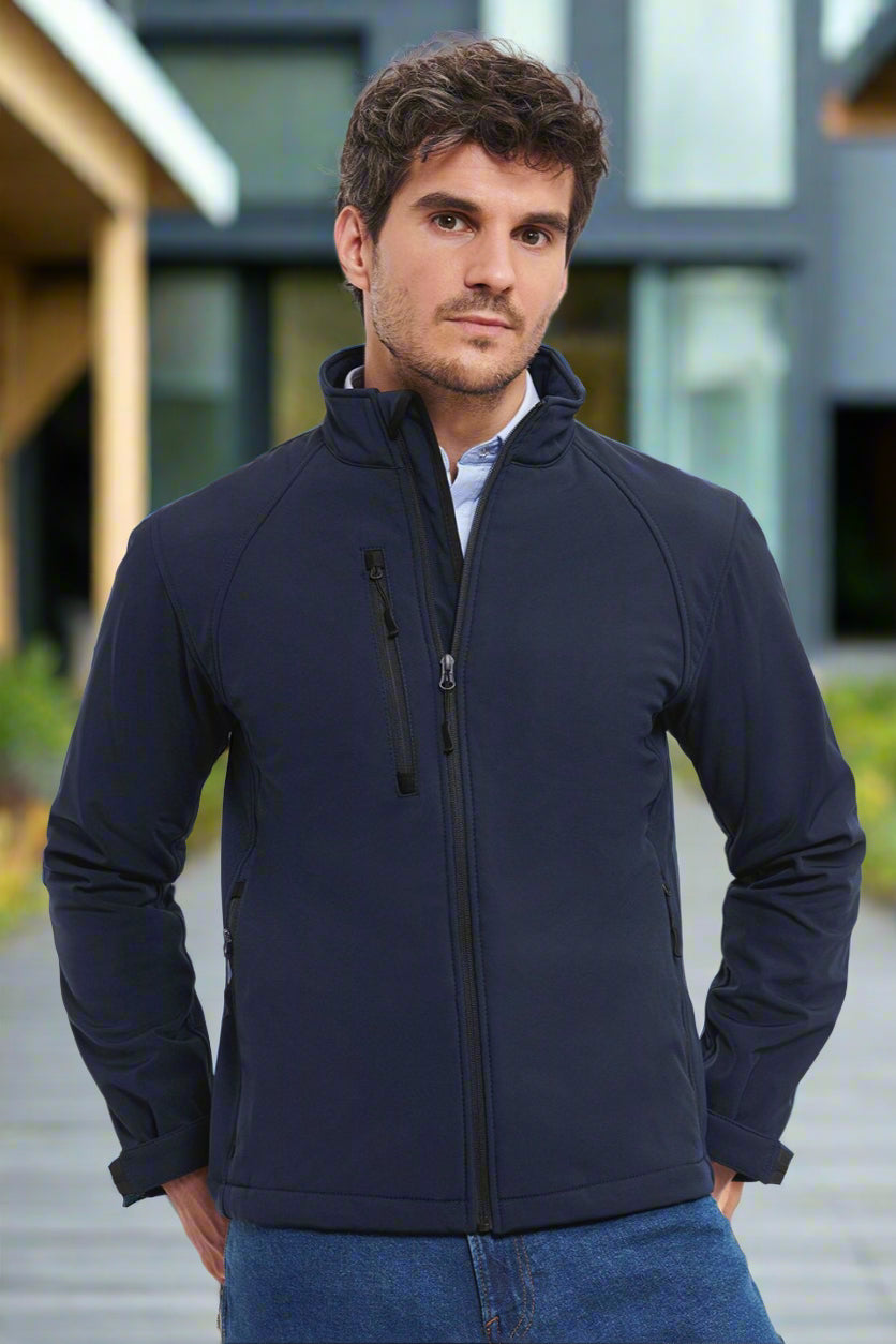 J140M: Mens Premium Softshell Jacket Mens Softshell Jackets Russell French Navy XS