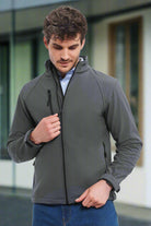J140M: Mens Premium Softshell Jacket Mens Softshell Jackets Russell Titanium XS