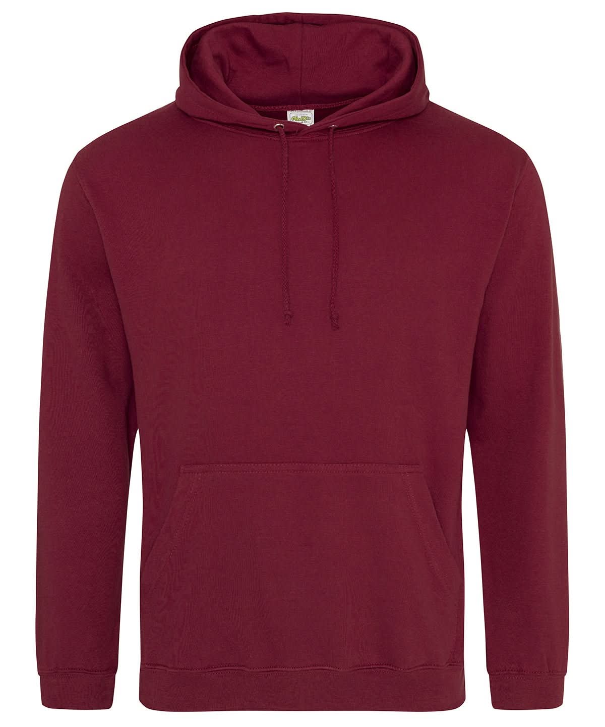 JH001: Mens College Style Hoodie Mens Hoodies AWDis Just Hoods Burgundy XS
