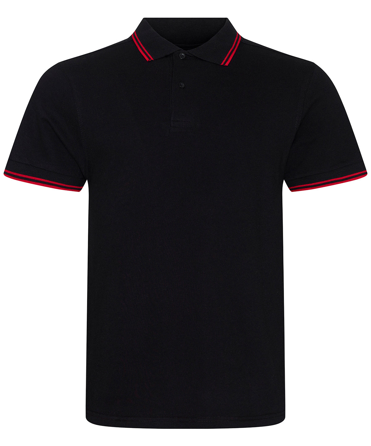 JP003: Mens Stretch Tipped Polo Mens Polos AWDis Just Polos Black/Red S