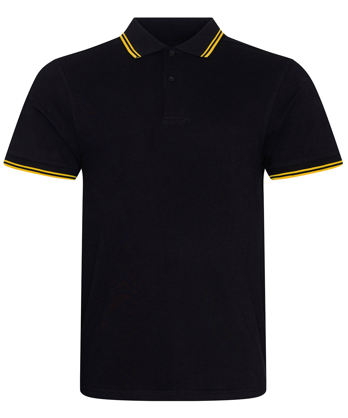 JP003: Mens Stretch Tipped Polo Mens Polos AWDis Just Polos Black/Yellow S