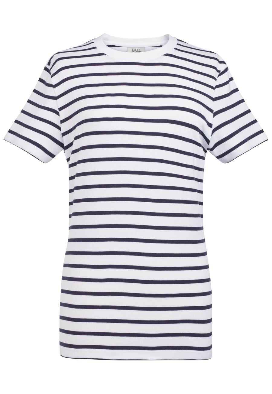 Katy Short Sleeve Women's Breton Top Hospitality T-Shirts Brook Taverner White/Navy XS