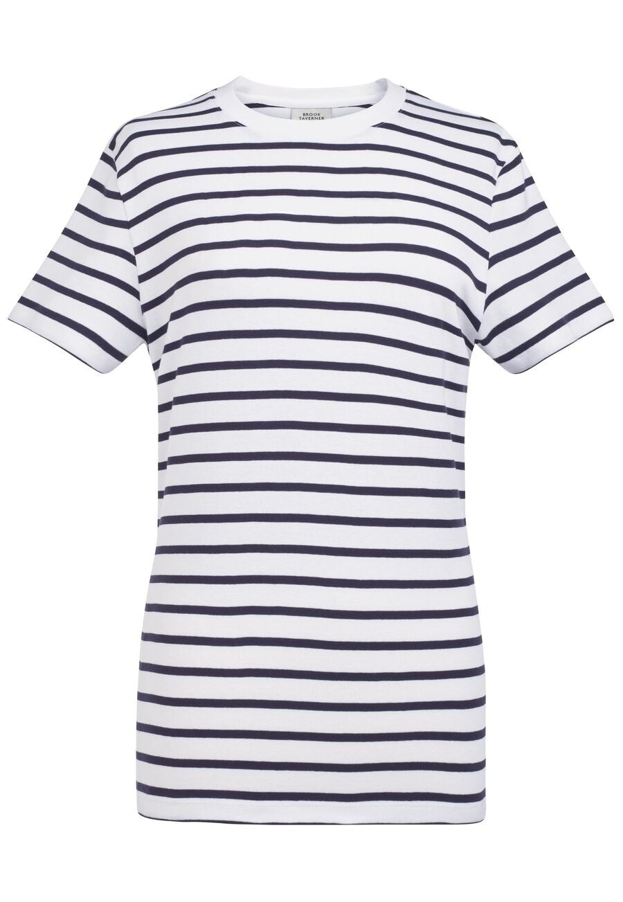 2429: Katy Short Sleeve Women's Breton Top Hospitality T-Shirts Brook Taverner White/Navy XS
