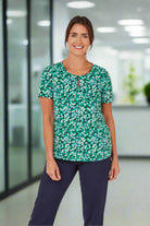 Kelly Keyhole Neck Ladies Blouse Blouses Vortex Designs Green 6