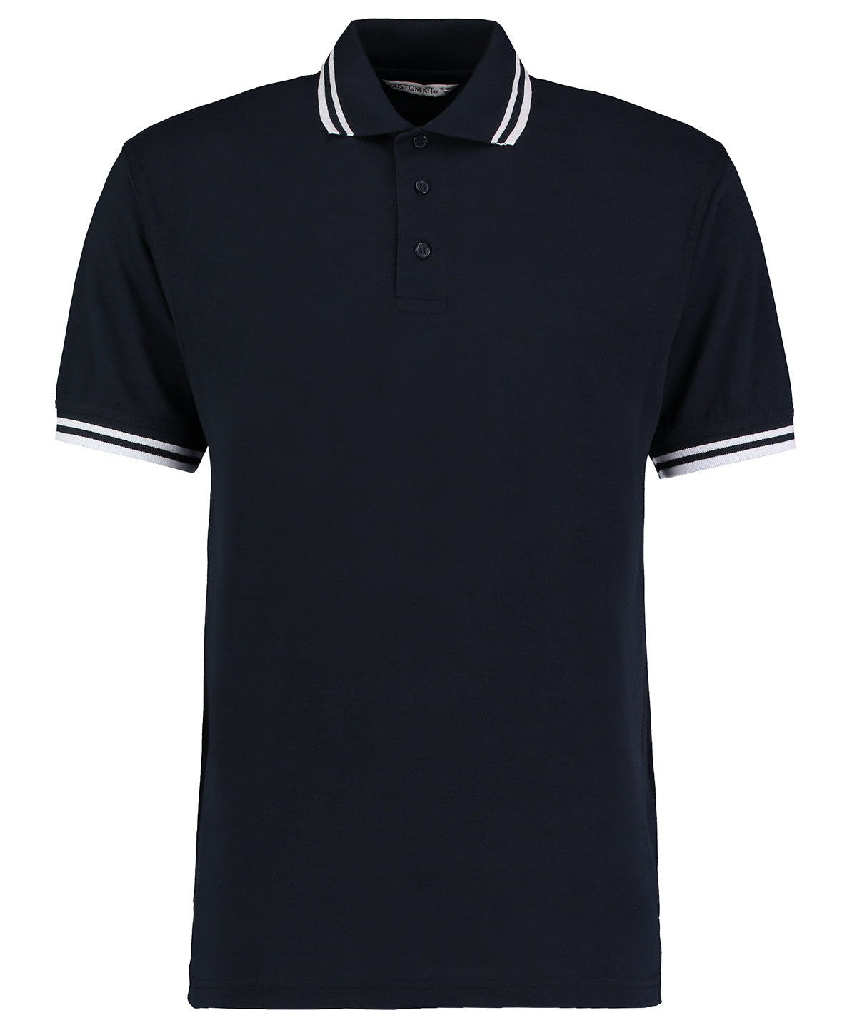 KK409: Classic Fit Tipped Collar Polo Mens Polos Kustom Kit Navy/White S