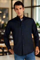 KK351: Mens Oxford Shirt Mens Long Sleeve Shirts Kustom Kit Black 14.5"