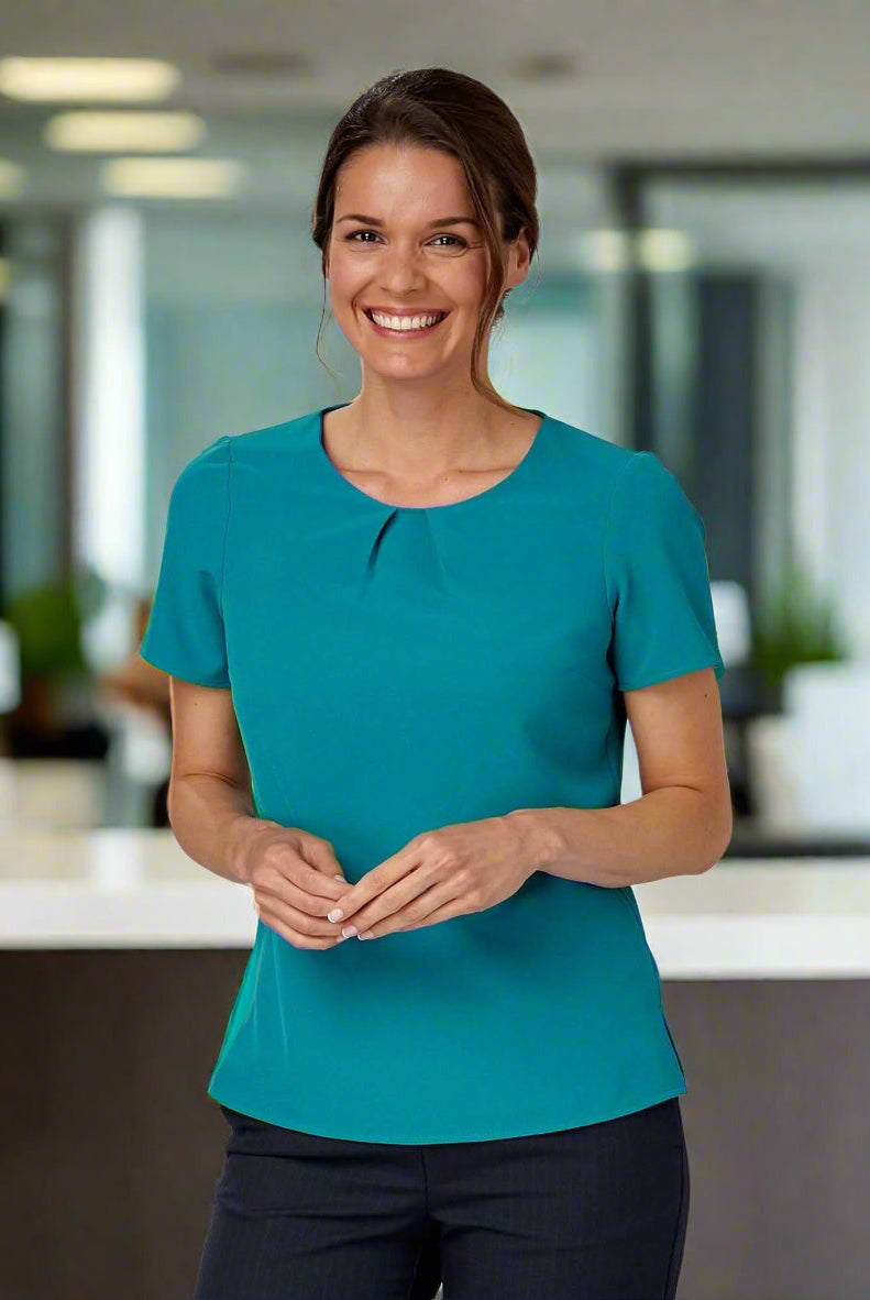 Libby Pleat Neck Blouse Blouses Vortex Designs