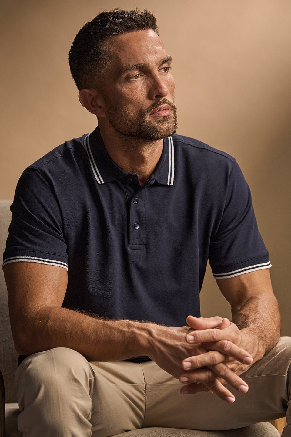 Luxury Stripe Stretch Polo Men Polo Shirt Tee Jays