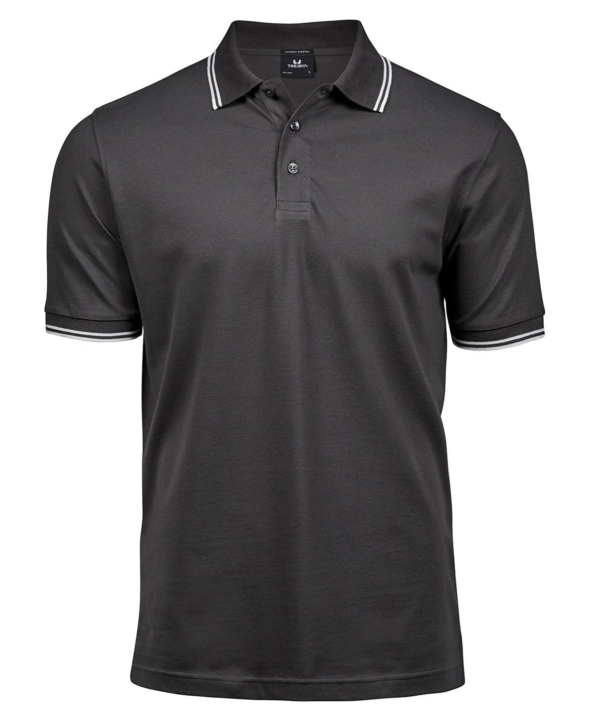 Luxury Stripe Stretch Polo Men Polo Shirt Tee Jays Dark Grey/White S