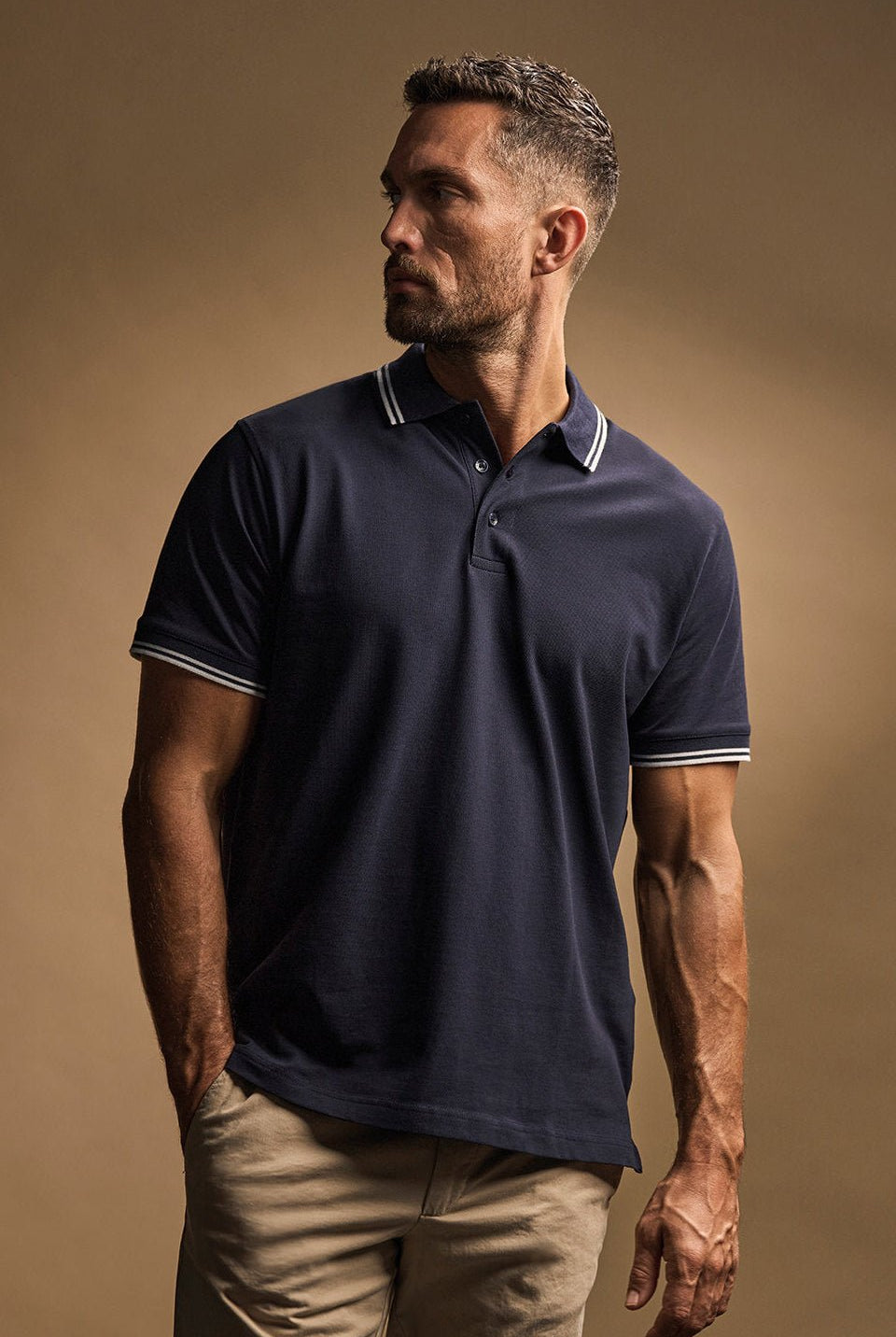 Luxury Stripe Stretch Polo Men Polo Shirt Tee Jays