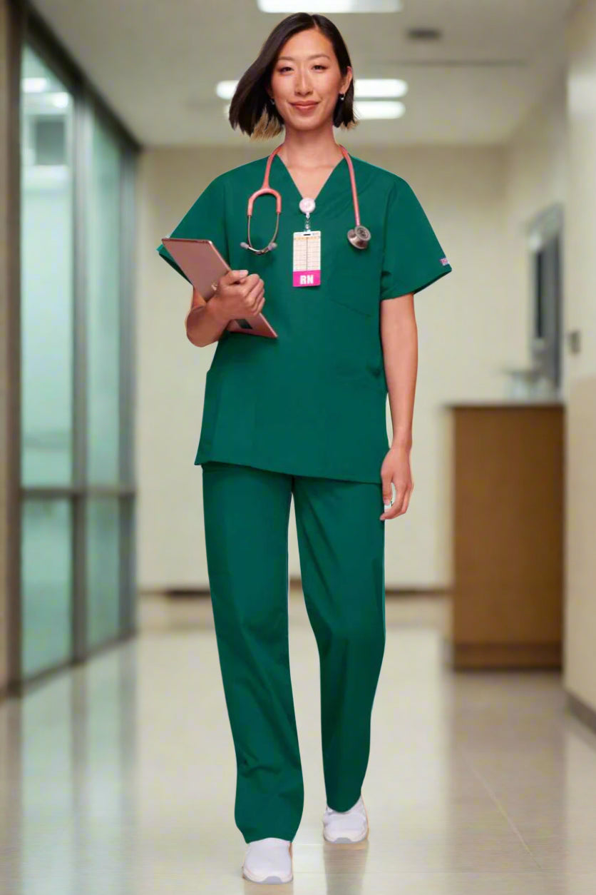 Cherokee Originals 4876 Unisex Scrub Top Unisex Scrub Top Cherokee Originals Hunter Green XXS